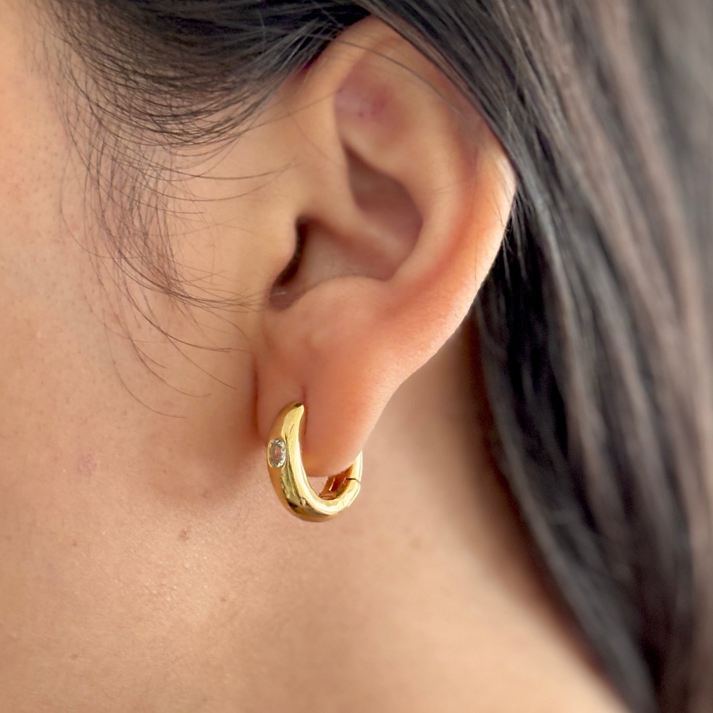 Leena crystal hoop earrings- 18k gold plated
