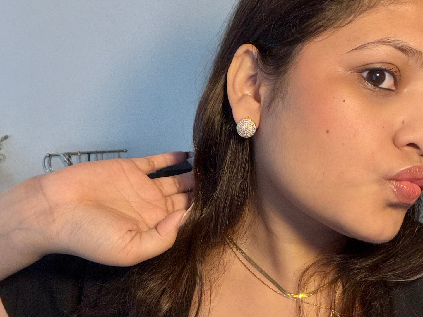 Dubai Pave Dome Click Earrings- 18k Gold Plated