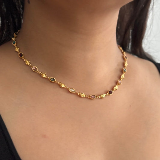 Violet Vintage Gemstone Choker - 18k Gold Plated