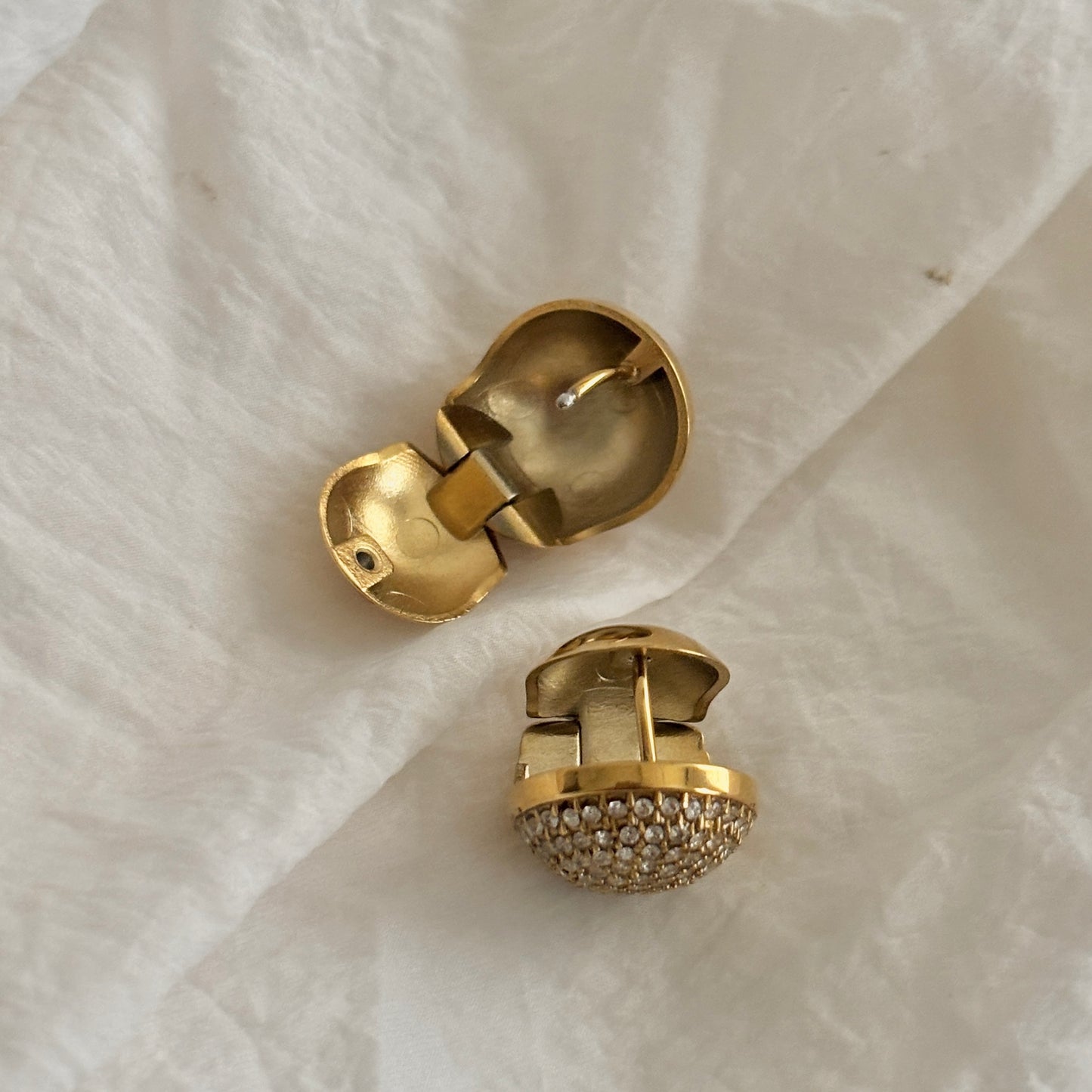 Dubai Pave Dome Click Earrings- 18k Gold Plated