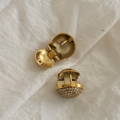 Dubai Pave Dome Click Earrings- 18k Gold Plated