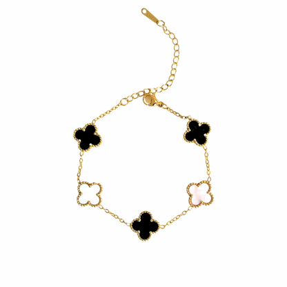 B&W Clover bracelet - 18k gold plated