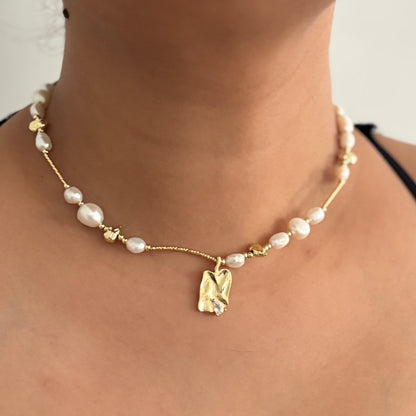 Anastasia necklace- freshwater baroque pearls - 18k gold plated
