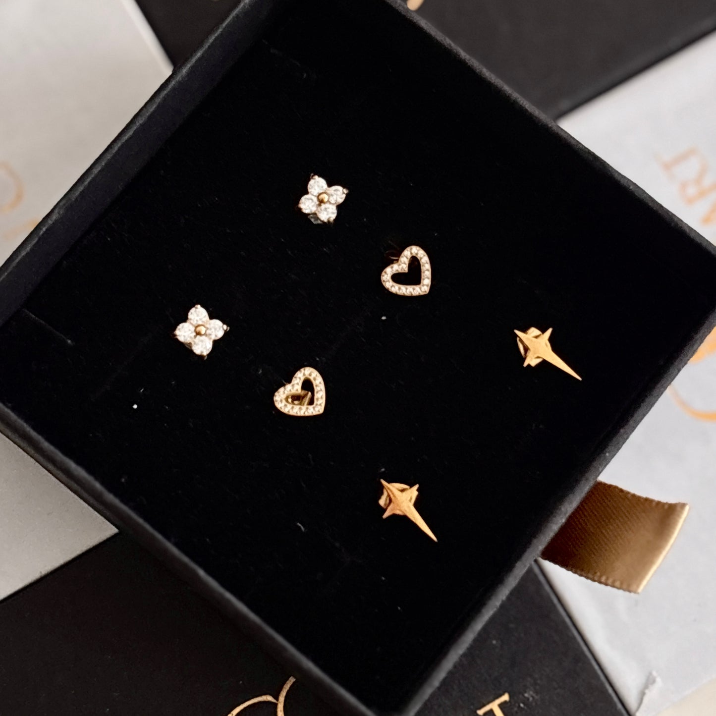 Studs combo of 3 - 18k gold plated