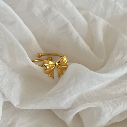 Bow ring - 18k gold plated