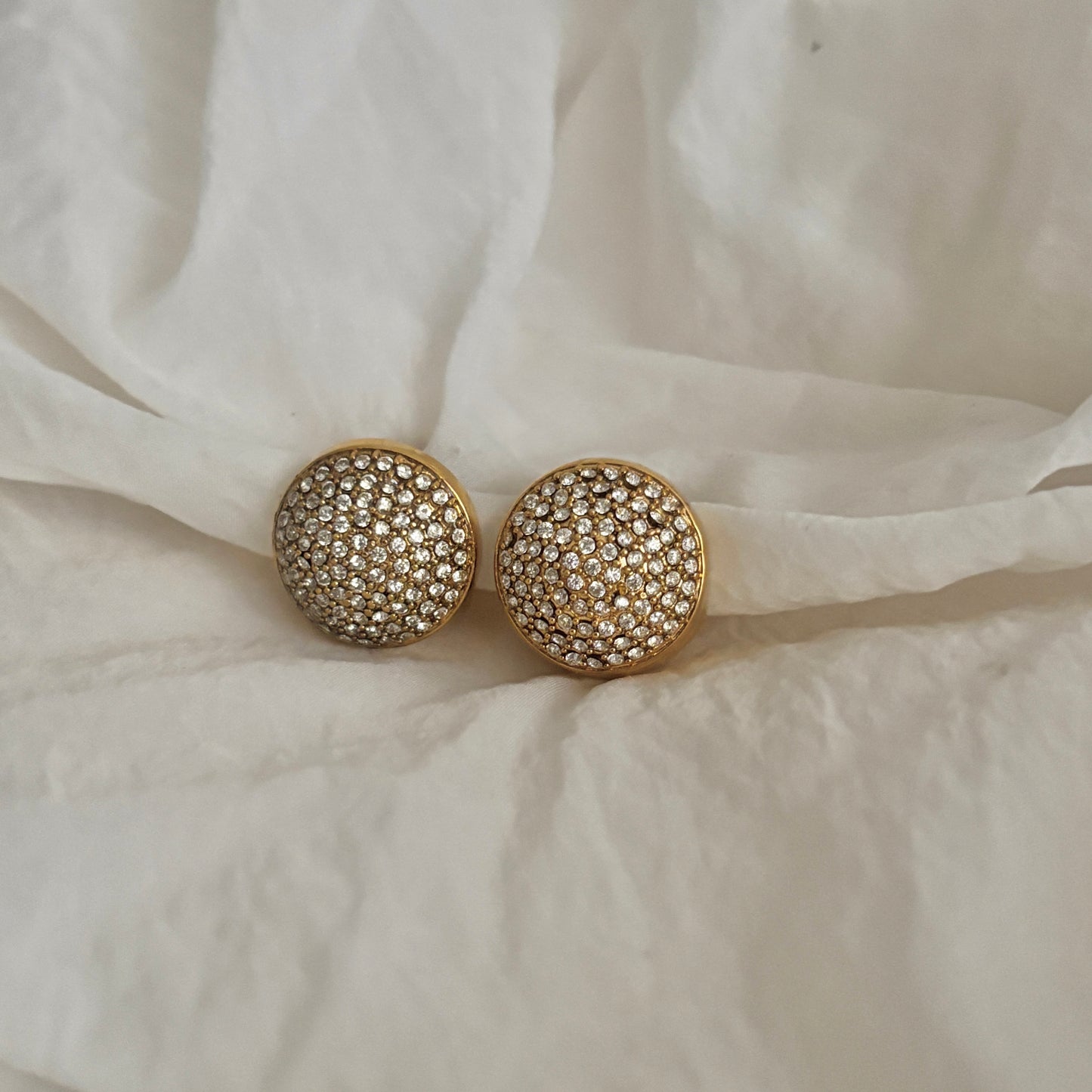 Dubai Pave Dome Click Earrings- 18k Gold Plated