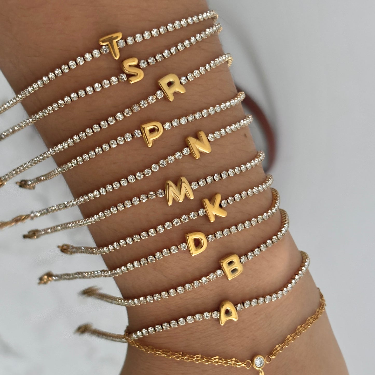 Initial tennis bracelet - 18k gold plated