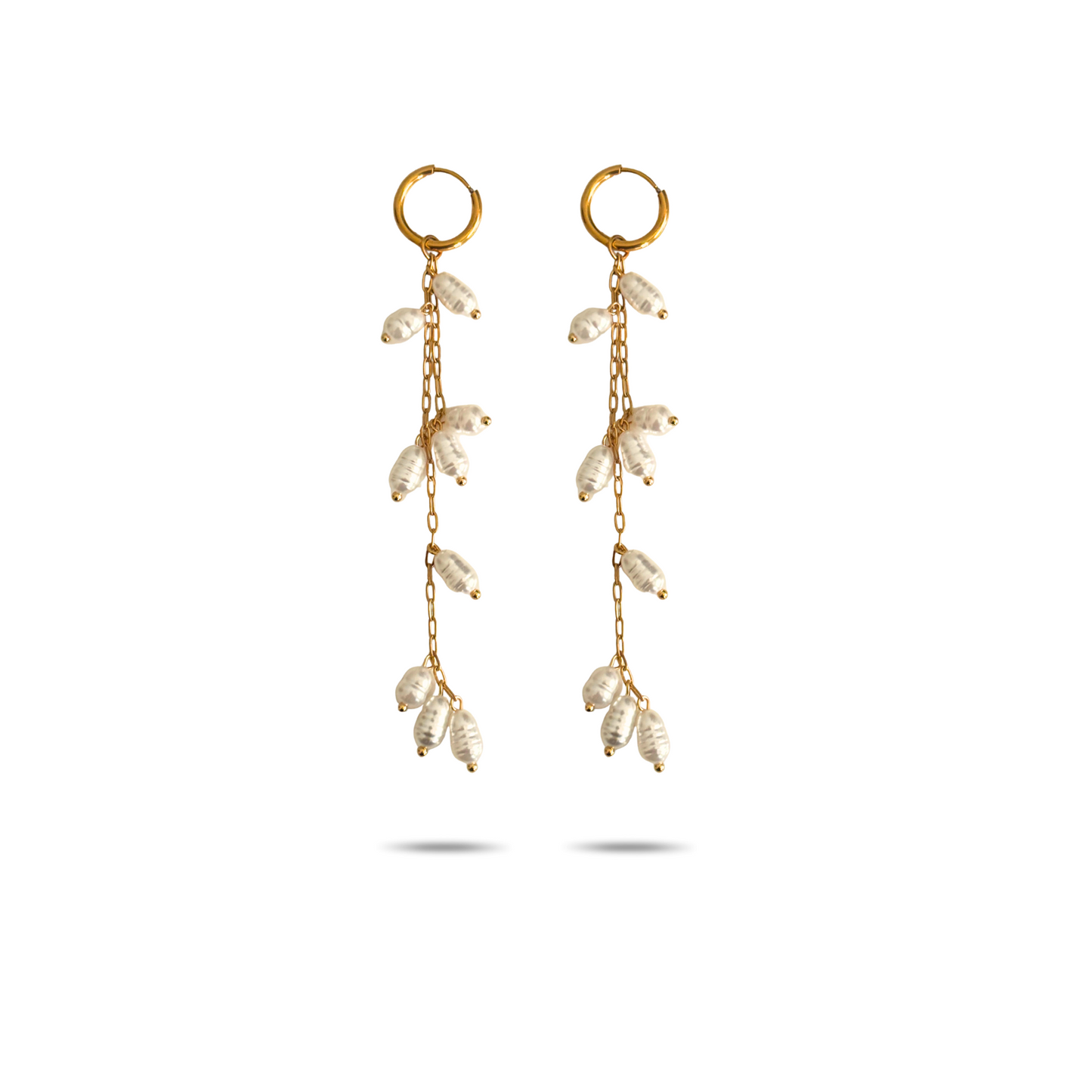 Valentina Pearl Chain Earrings - 18k Gold Plated
