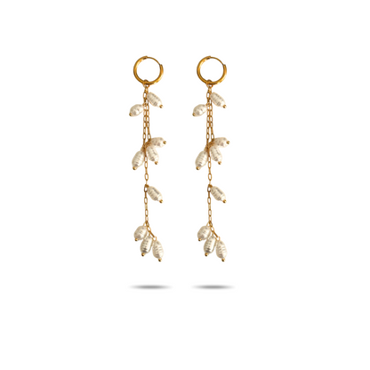 Valentina Pearl Chain Earrings - 18k Gold Plated