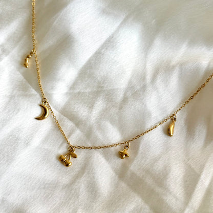 Cherry charm necklace - 18k gold plated