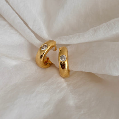 Leena crystal hoop earrings- 18k gold plated