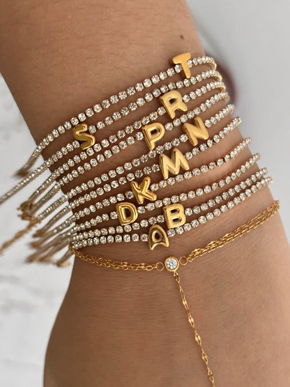 Initial tennis bracelet - 18k gold plated