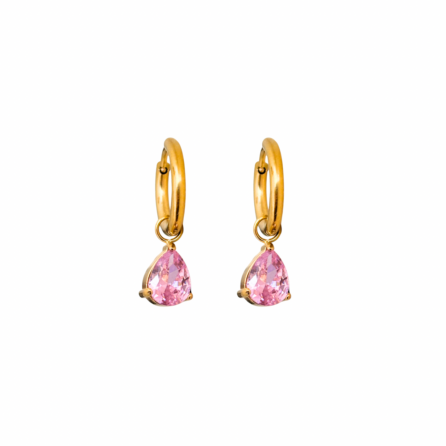 Blush drop huggie earrings- 18k gold plated
