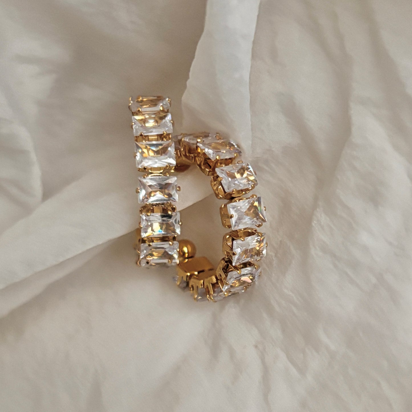 Lumiere Half Hoop Crystal Earrings- 18k Gold Plated