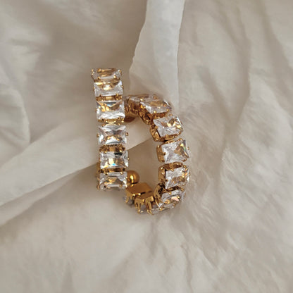 Lumiere Half Hoop Crystal Earrings- 18k Gold Plated