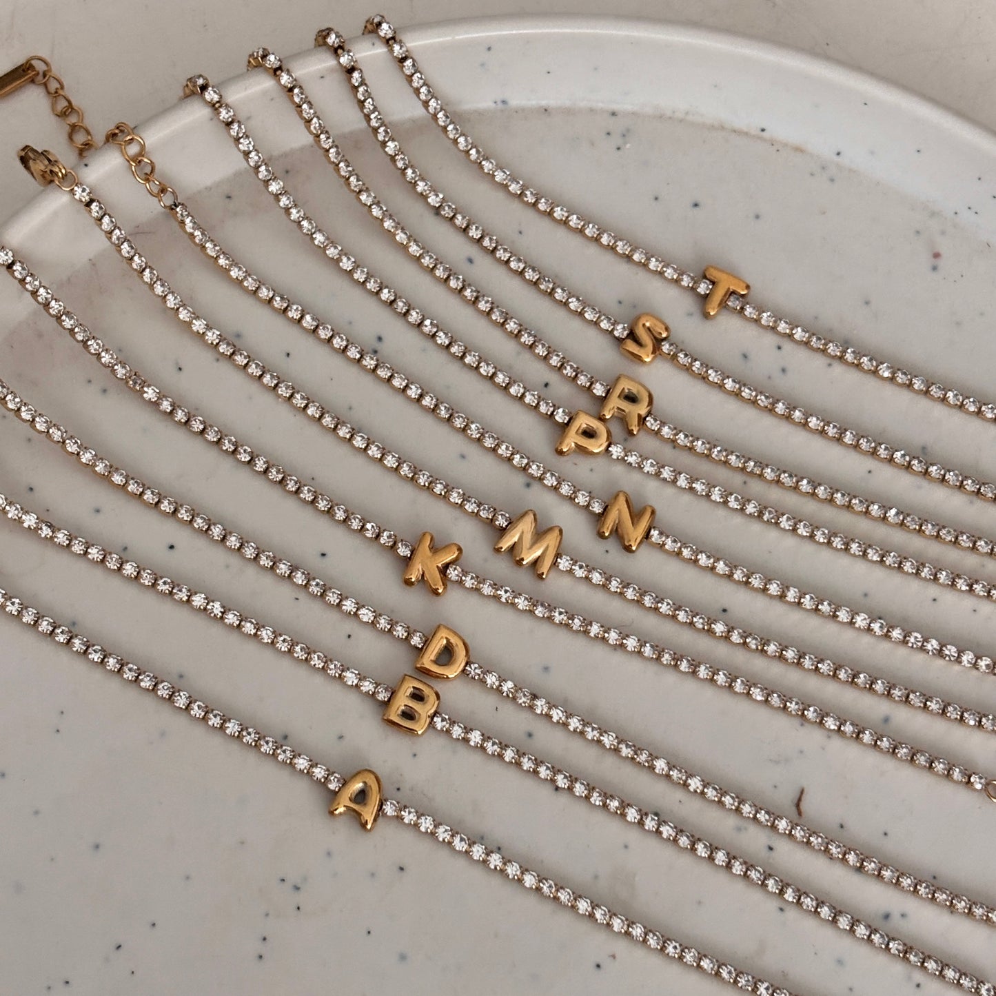 Initial tennis bracelet - 18k gold plated