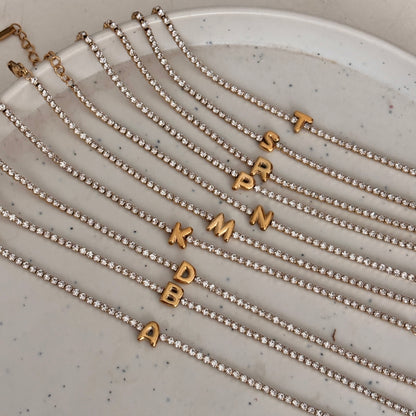 Initial tennis bracelet - 18k gold plated