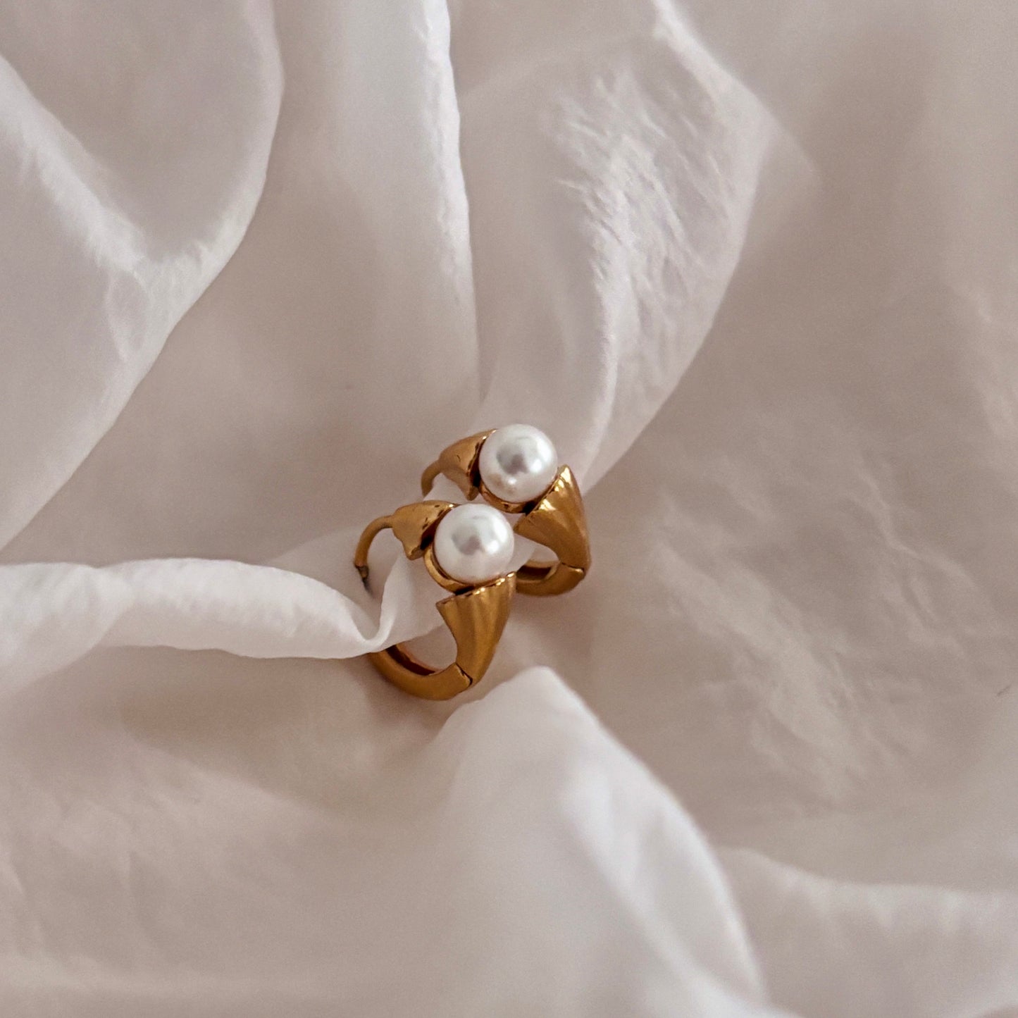 Moira pearl huggie earrings - 18k gold plated