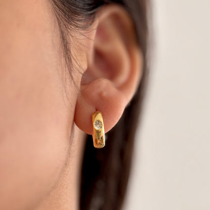 Leena crystal hoop earrings- 18k gold plated