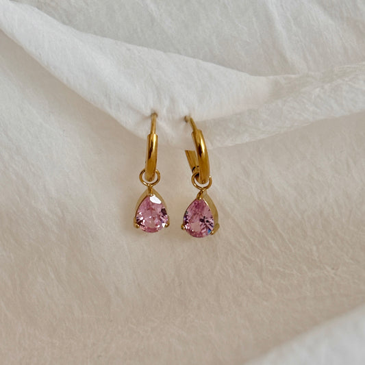 Blush drop huggie earrings- 18k gold plated