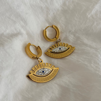 Evil eye drop earrings - 18k gold plated