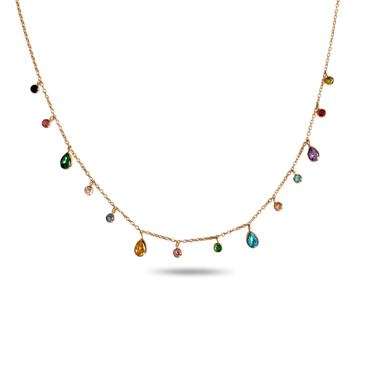 Aurora Colour Charm Necklace - 18k Gold Plated