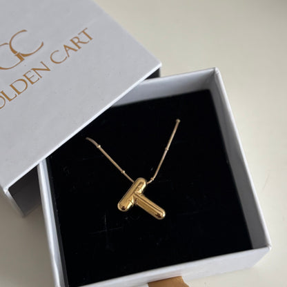 Initial necklace: T - 18k gold plated