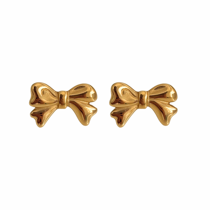 Charlotte bow stud earrings- 18k gold plated