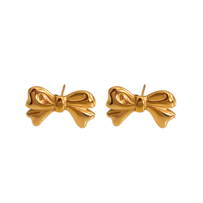 Charlotte bow stud earrings- 18k gold plated