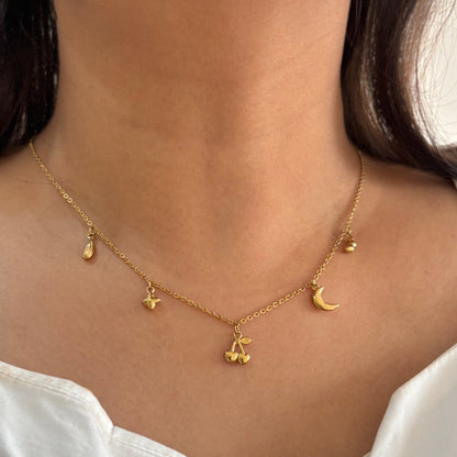 Cherry charm necklace - 18k gold plated