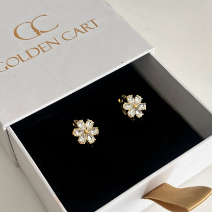 Magnolia Flower Huggie Earrings- 18k  Gold Plated