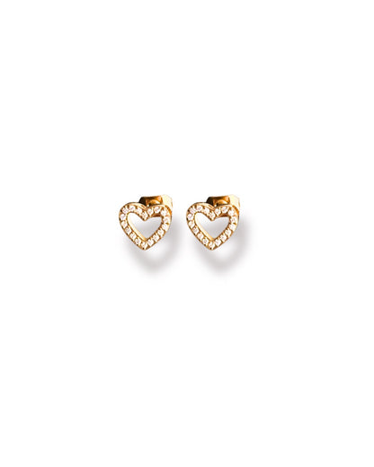 Little heart stud earrings - 18k gold plated