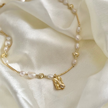 Anastasia necklace- freshwater baroque pearls - 18k gold plated