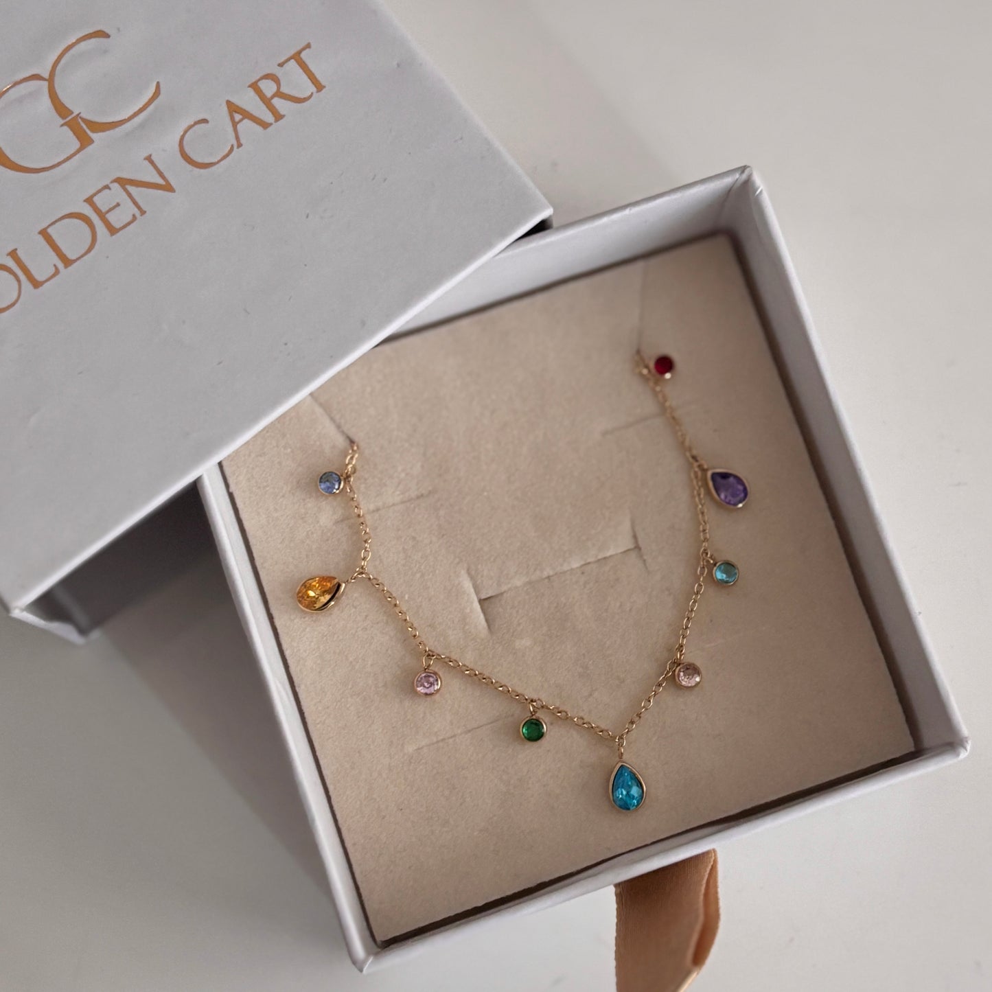 Aurora Colour Charm Necklace - 18k Gold Plated