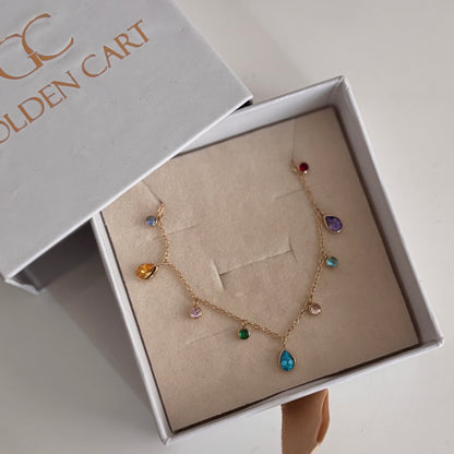 Aurora Colour Charm Necklace - 18k Gold Plated