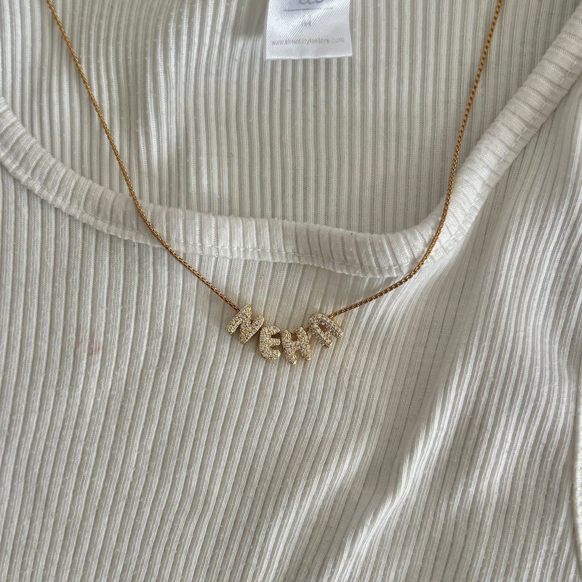 Personalised Bling Initial Charm Necklace - 18k Gold Plated