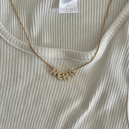 Personalised Bling Initial Charm Necklace - 18k Gold Plated
