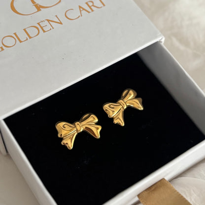 Charlotte bow stud earrings- 18k gold plated