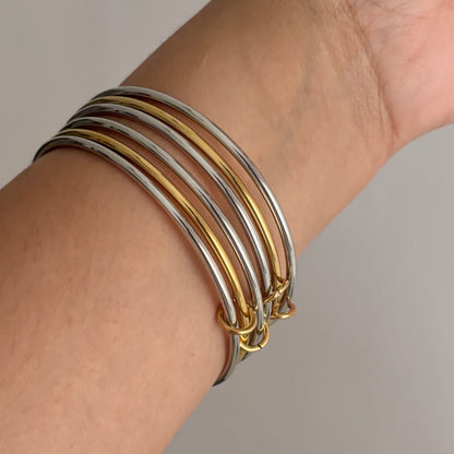 Serena mix metal stacked bangles - 18k gold plated