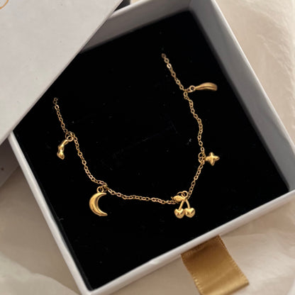 Cherry charm necklace - 18k gold plated