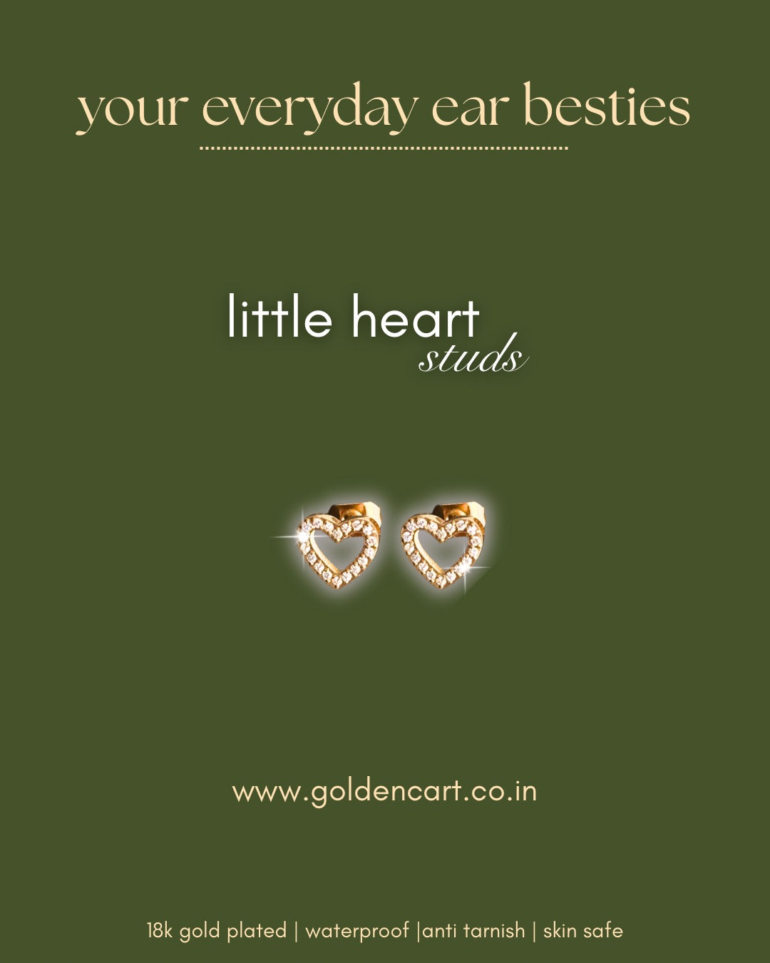 Little heart stud earrings - 18k gold plated