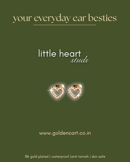 Little heart stud earrings - 18k gold plated