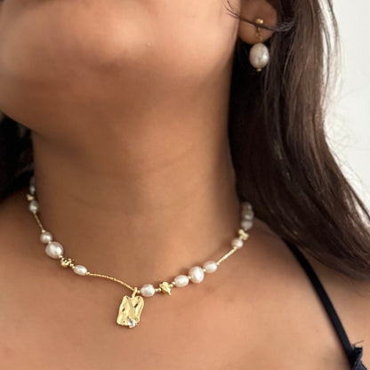Anastasia necklace- freshwater baroque pearls - 18k gold plated