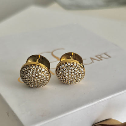 Dubai Pave Dome Click Earrings- 18k Gold Plated