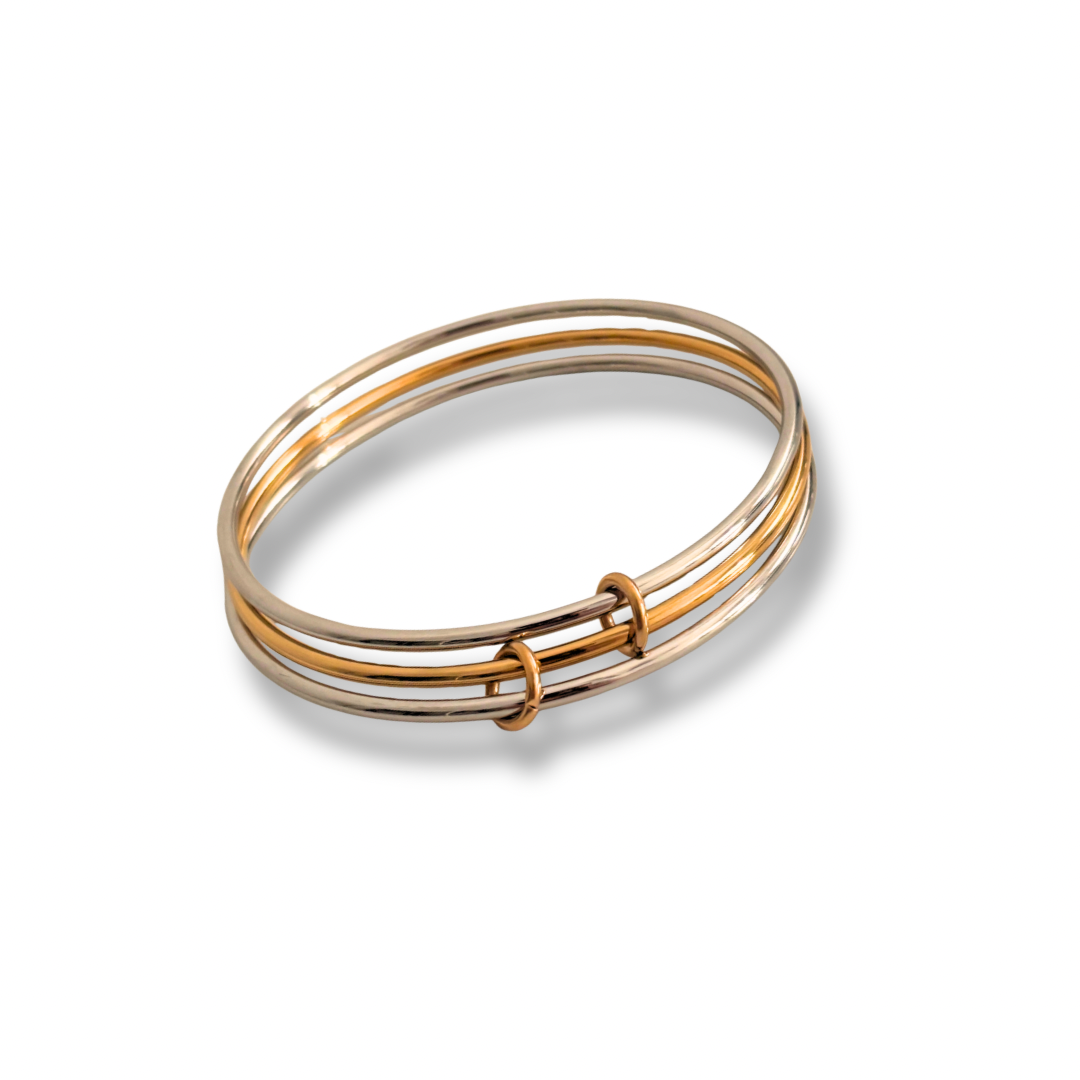 Serena mix metal stacked bangles - 18k gold plated