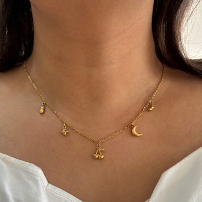Cherry charm necklace - 18k gold plated