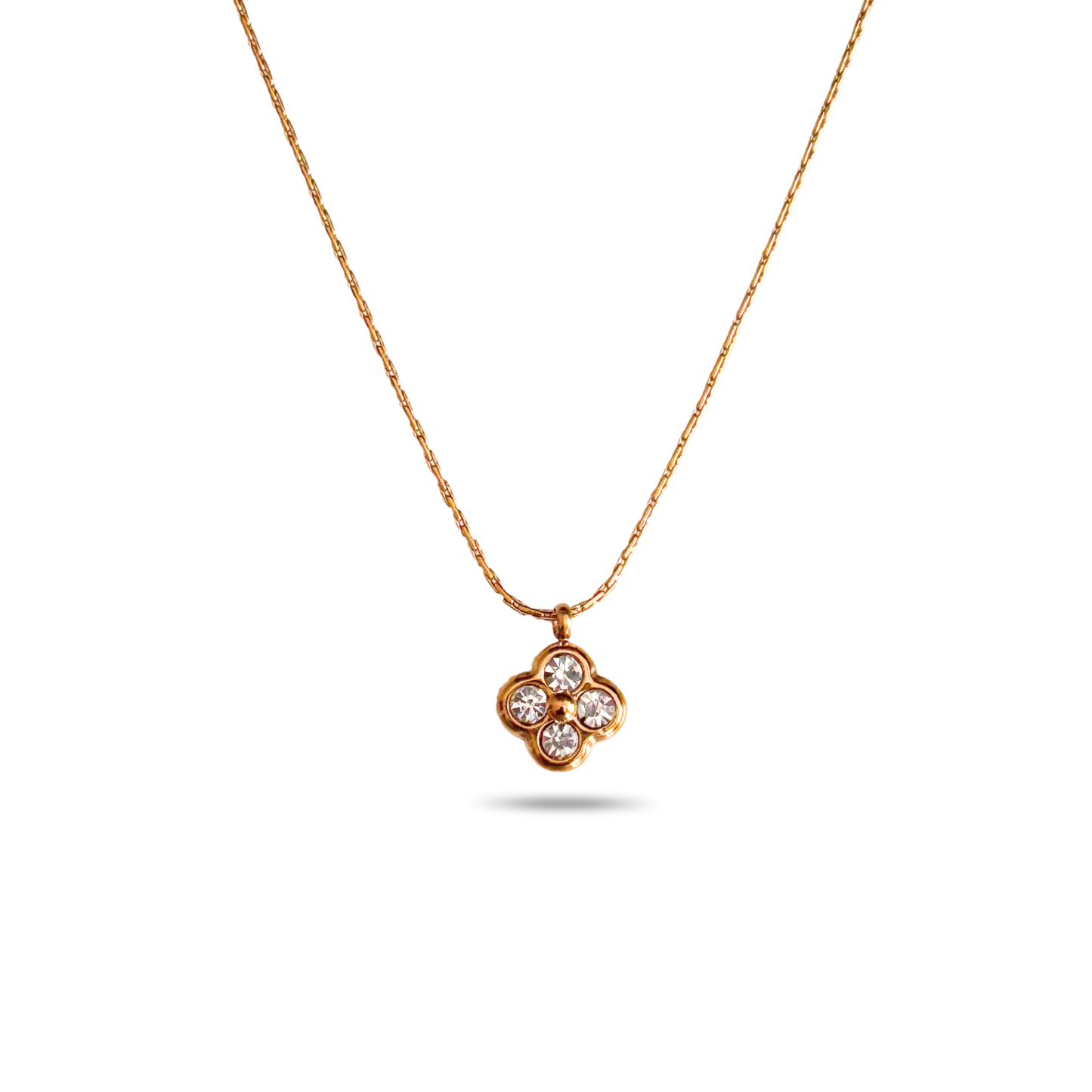 Clover Bling Necklace - 18k Gold Plated