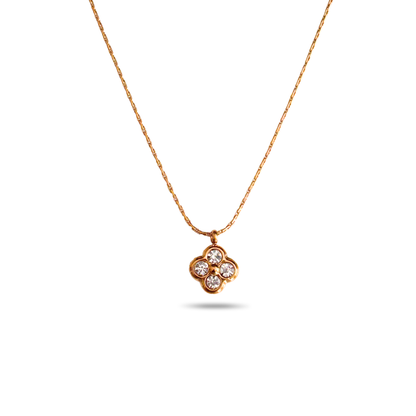 Clover Bling Necklace - 18k Gold Plated
