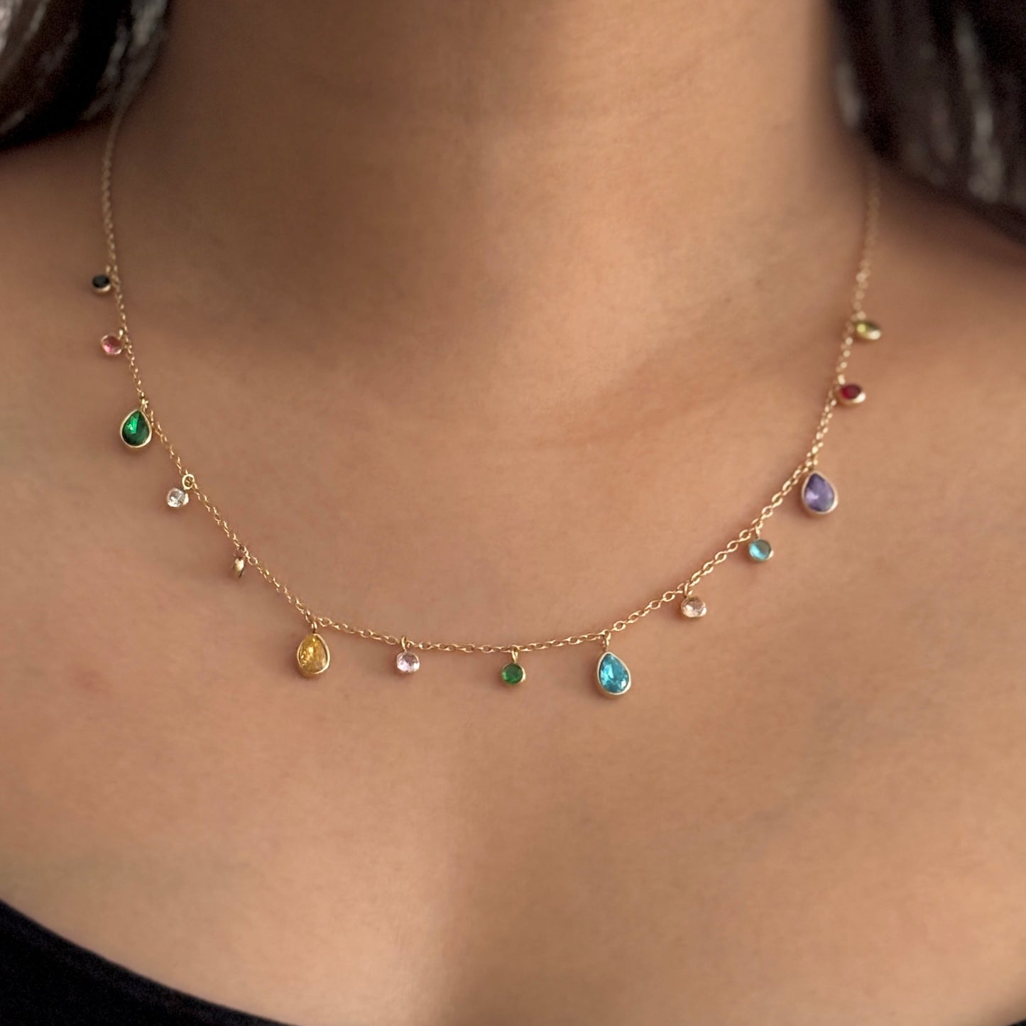 Aurora Colour Charm Necklace - 18k Gold Plated