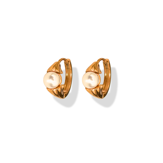 Moira pearl huggie earrings - 18k gold plated